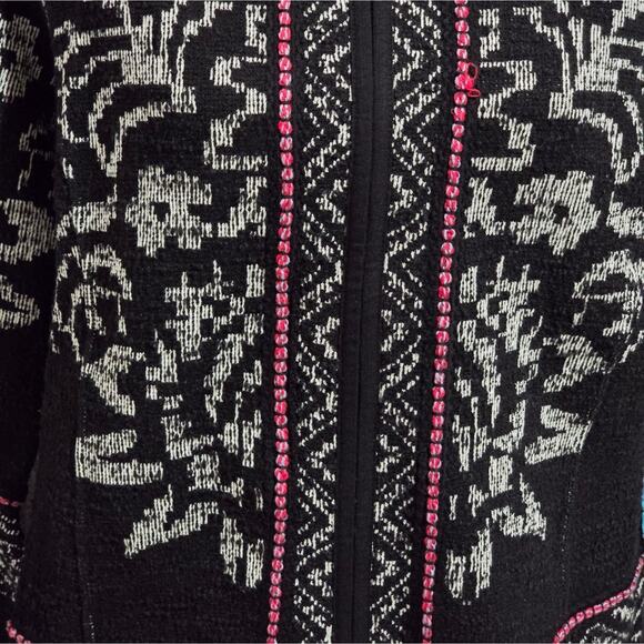 Chico's Black and White Floral Jacket Blazer Size 2 Large - Picture 5 of 7